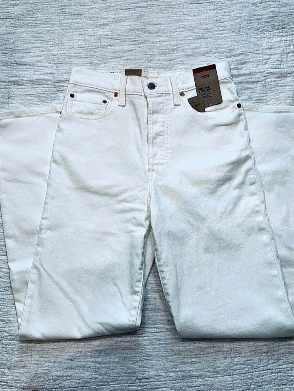 Levi's Ribcage Straight Leg Jeans White Waist 28 Length 32
